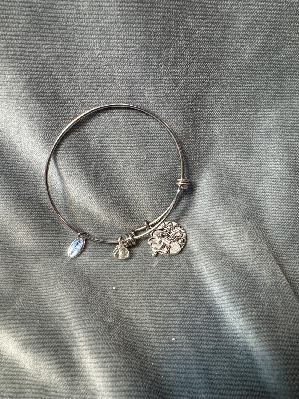 Unwritten Silver-Tone Heart Charm Bangle Bracelet